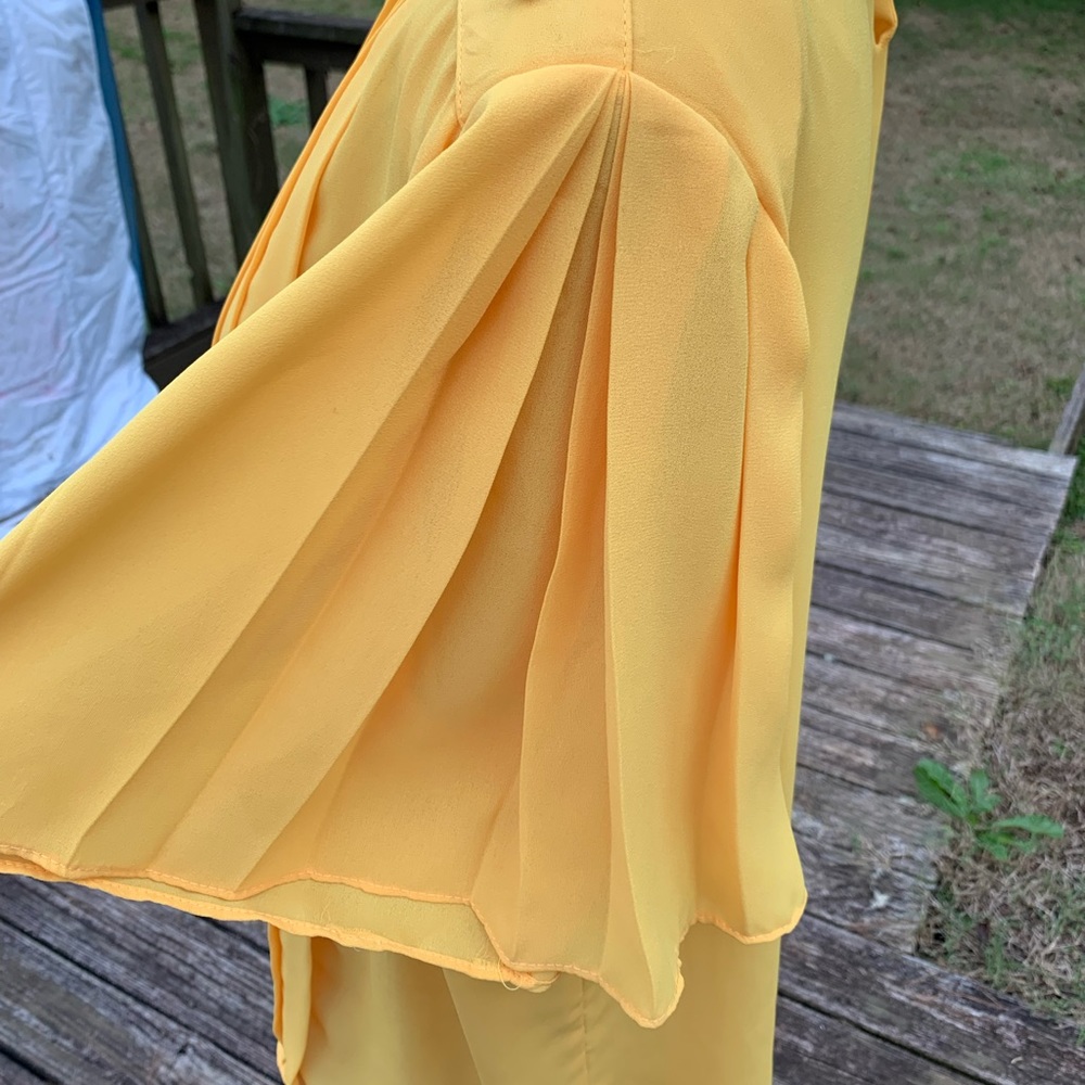 Vintage Pleated Yellow Canary Blouse - Picture 6 of 14